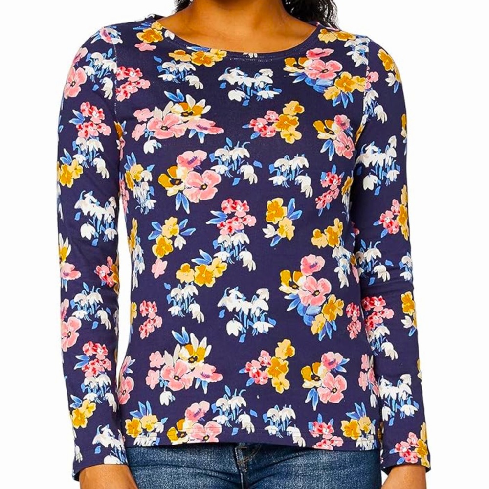 NWT Joules Women's 1XL Navy Floral Harbour Long Sleeve Jersey Top